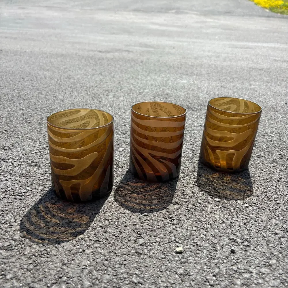3 zebra print matte brown finish glasses